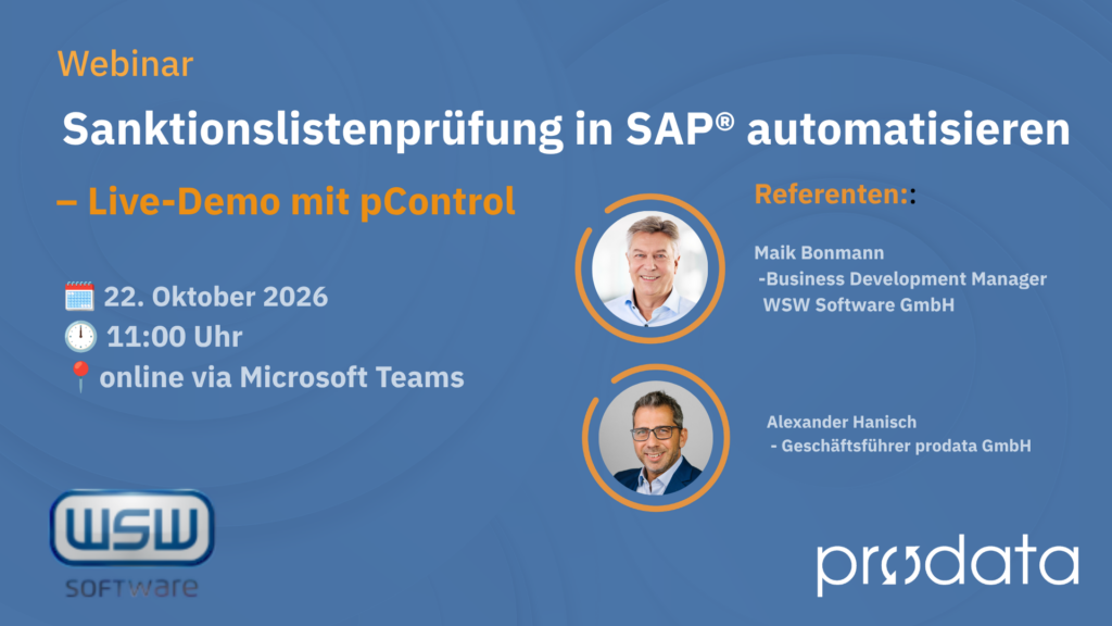 Sanktionslistenprüfung in SAP® automatisieren – Live-Demo mit pControl