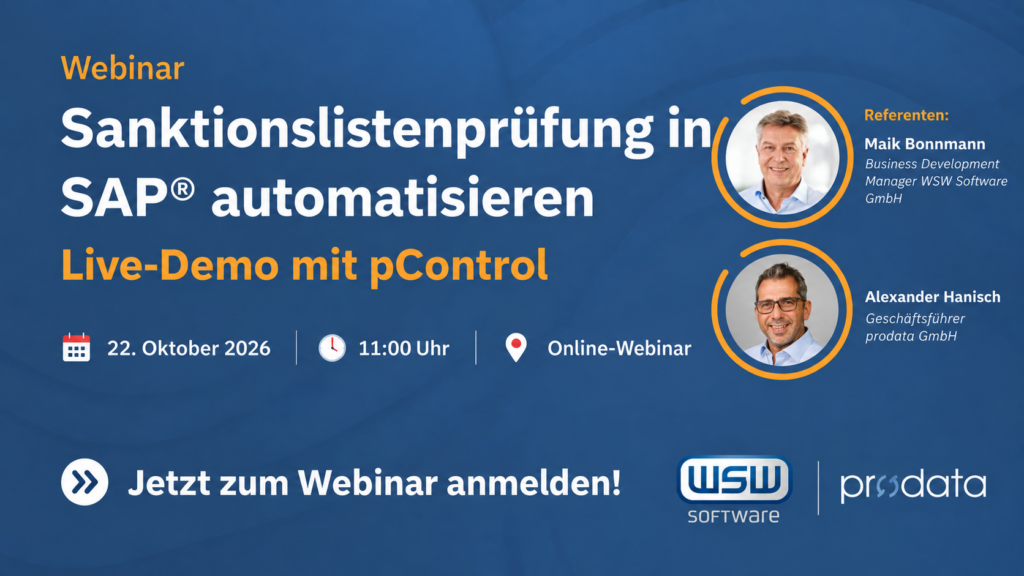 Sanktionslistenprüfung in SAP® automatisieren – Live-Demo mit pControl