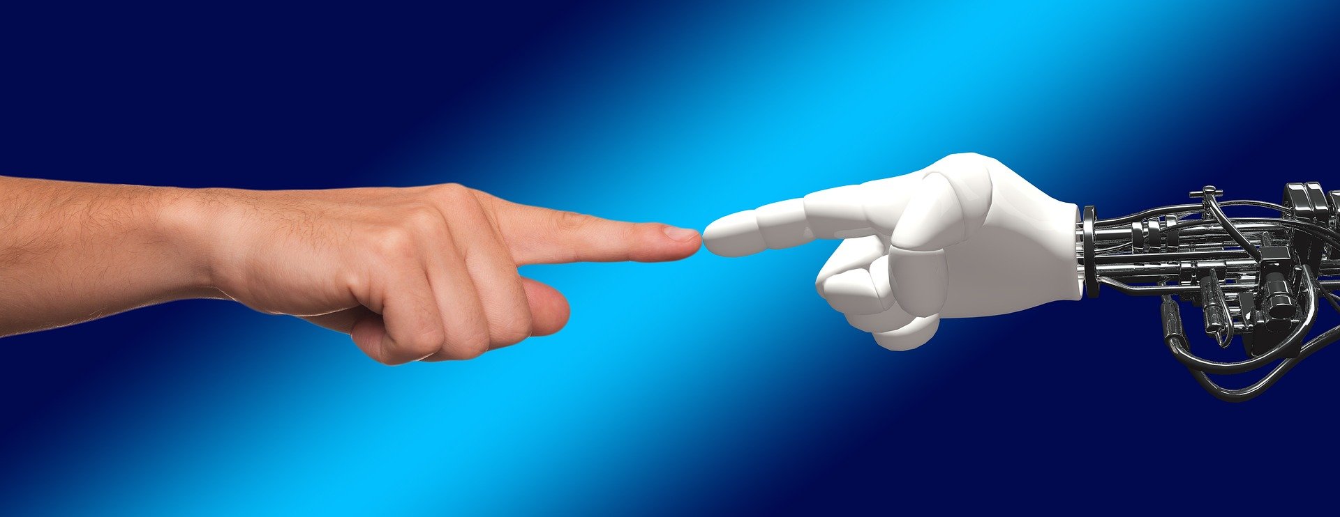 Zeigefinger stößt auf Roboterzeigefinger